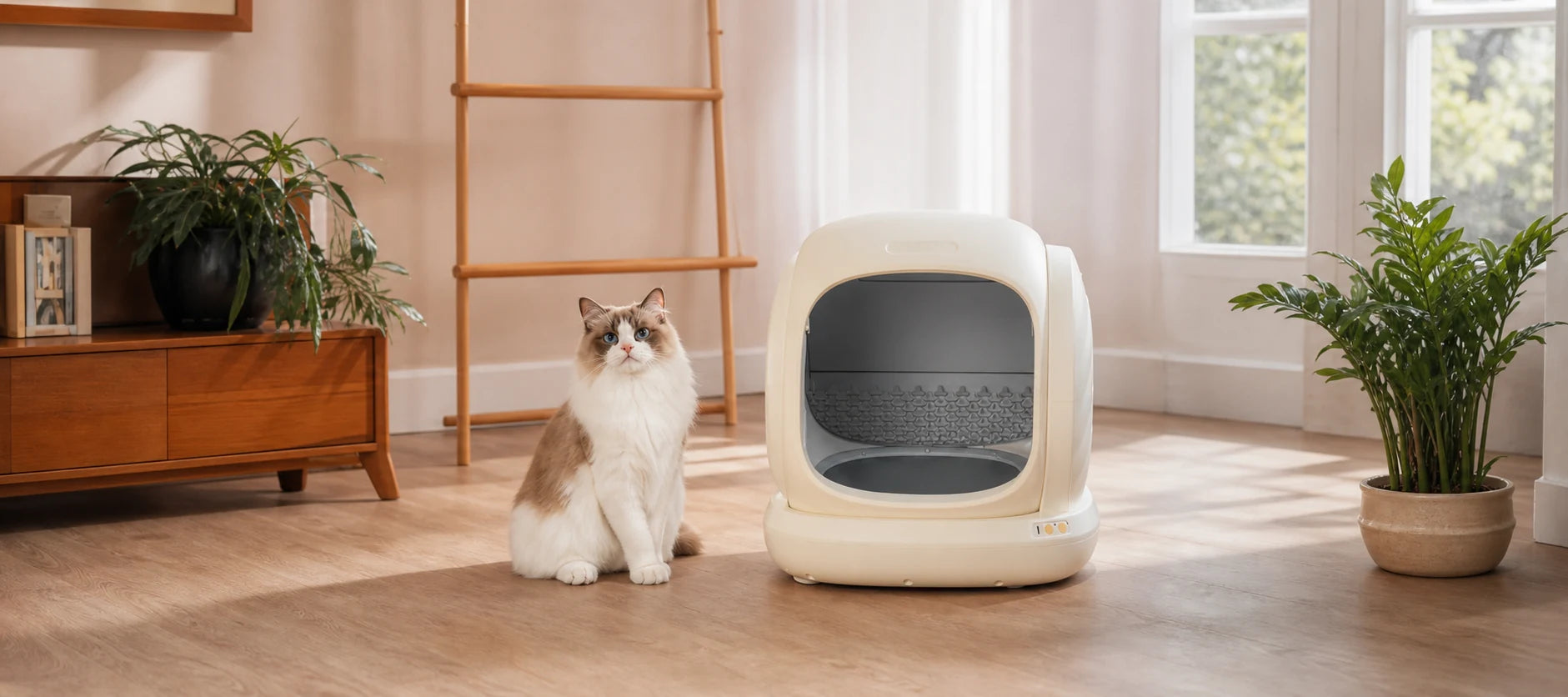 UBPET C20 猫の自動トイレ ホワイト 全自動 固まる猫砂7L付き UBPET C20 全自動猫トイレ｜静音・市販ゴミ袋対応 – UBPET-日本公式
